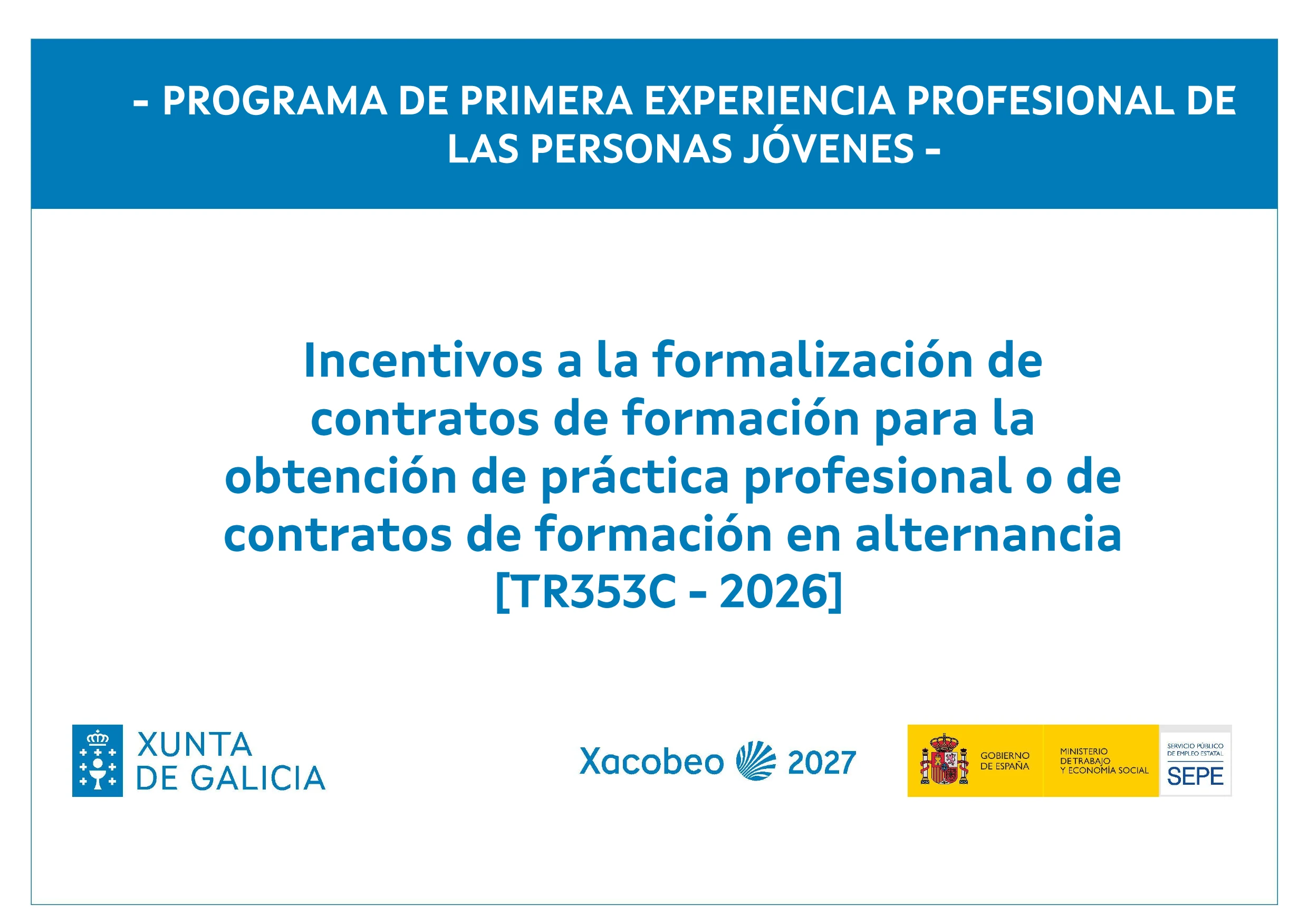 Grants and subsidies 4 programa primera experiencia profesional jovenes tr353c 2026